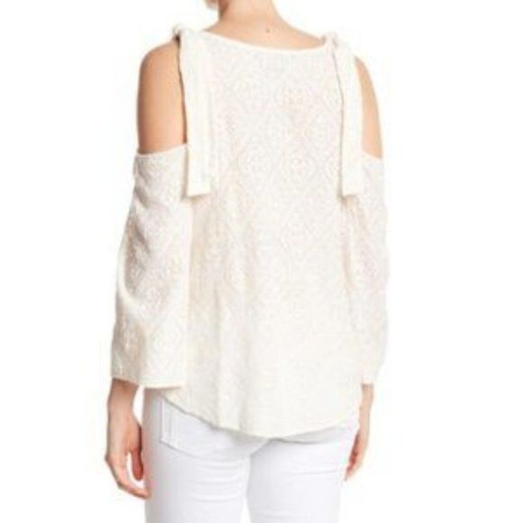 BCBGMAXAZRIA Embroidered Cold Shoulder Top - Picture 2 of 7